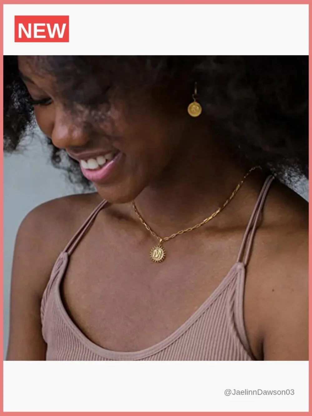 Layered Initial Necklace Set Gold Paperclip Chain 14K Plated Dainty